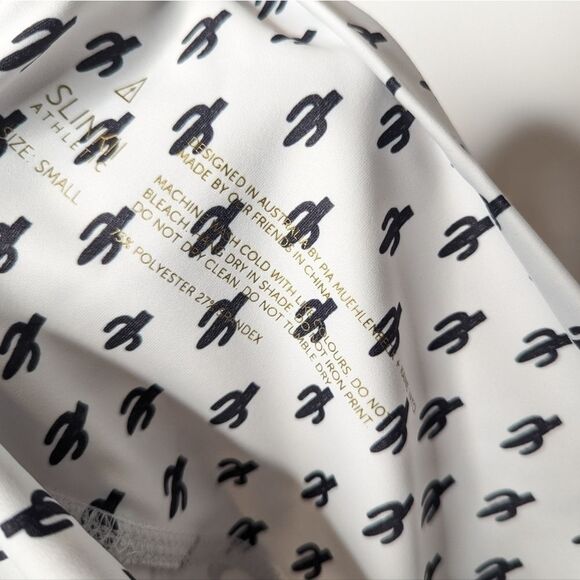 SLINKII Athletic Cactus Print White Leggings Crop - Picture 6 of 6